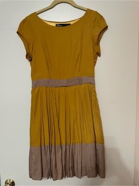Dear Creatures Mustard Yellow Gold Shiny Dress